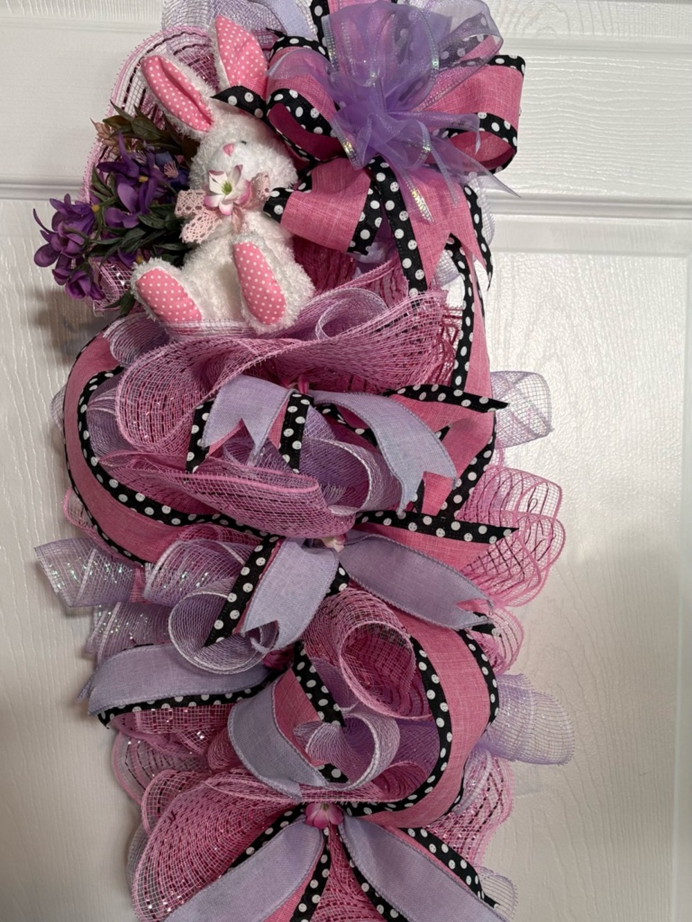 Pink & Lavender Easter Bunny Bow Wreath